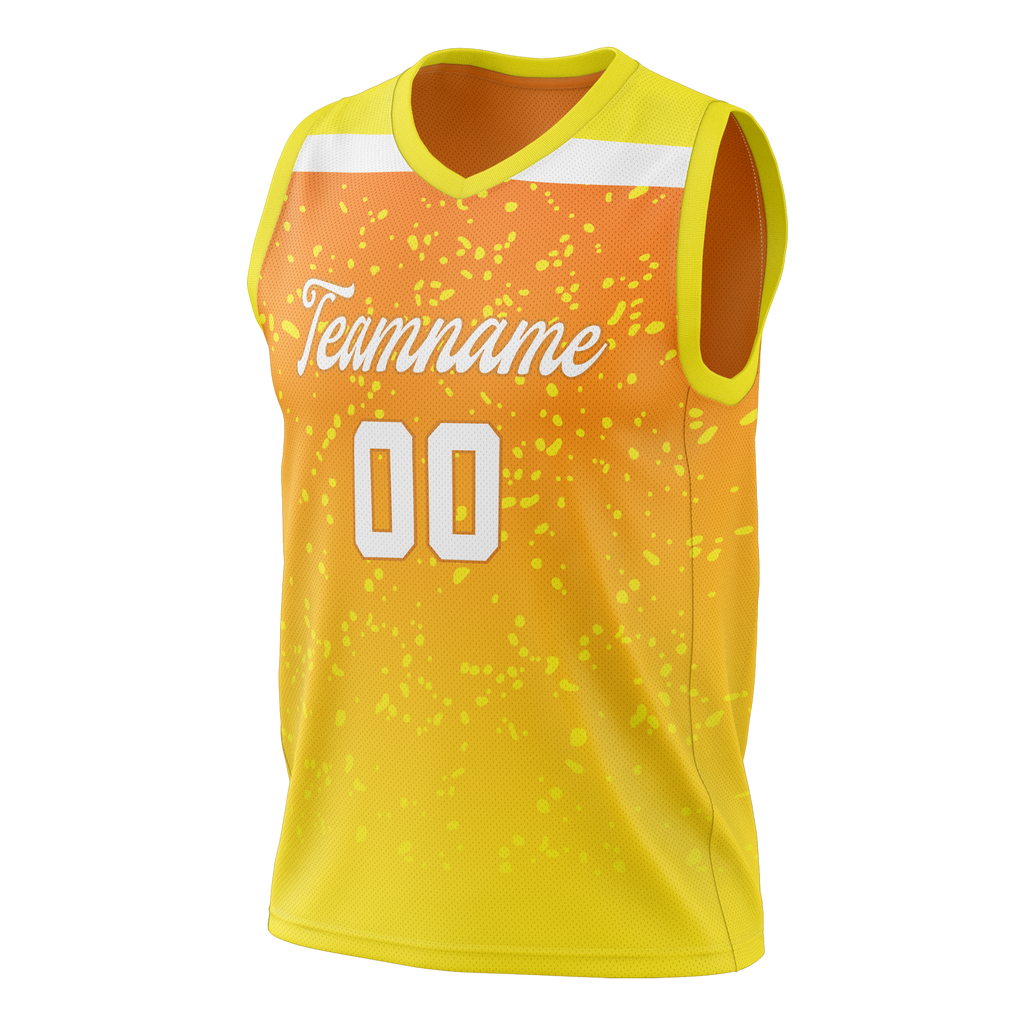 Custom Unisex Yellow & Light Orange Pattern Basketball Jersey BS0000401211