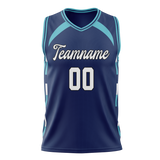 Custom Unisex Navy Blue & Teal Pattern Basketball Jersey BS0000471817