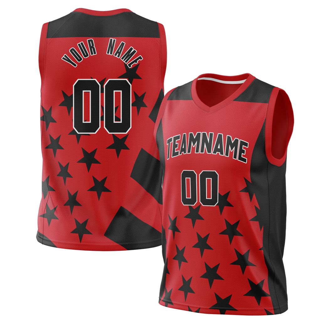 Custom Unisex Red & Black Pattern Basketball Jersey BS0000570901