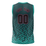 Custom Unisex Dark Aqua & Teal Pattern Basketball Jersey BS0000591617
