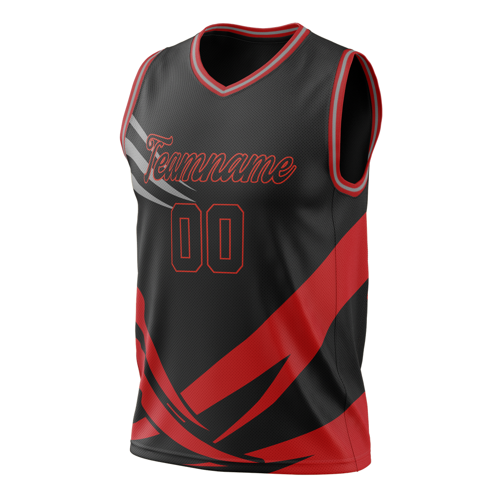 Custom Unisex Black & Red Pattern Basketball Jersey BS0000610109