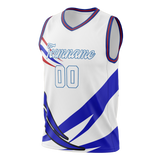 Custom Unisex White & Royal Blue Pattern Basketball Jersey BS0000610219