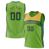 Custom Unisex Green & Yellow Pattern Basketball Jersey BS0000671412