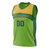 Custom Unisex Green & Yellow Pattern Basketball Jersey BS0000671412