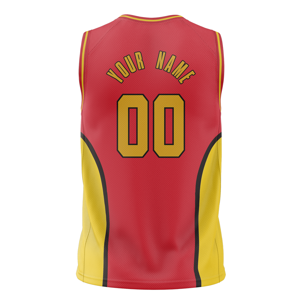 Custom Team Design Red & Yellow Colors Design Sports Basketball Jersey BS00AH080912