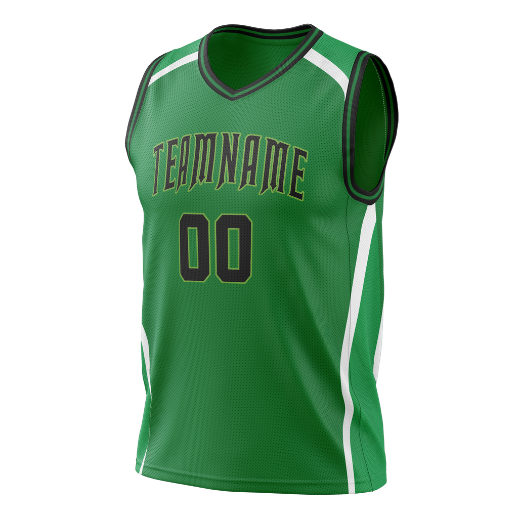 Custom Team Design Green & White Colors Design Sports Basketball Jersey BS00BC071402