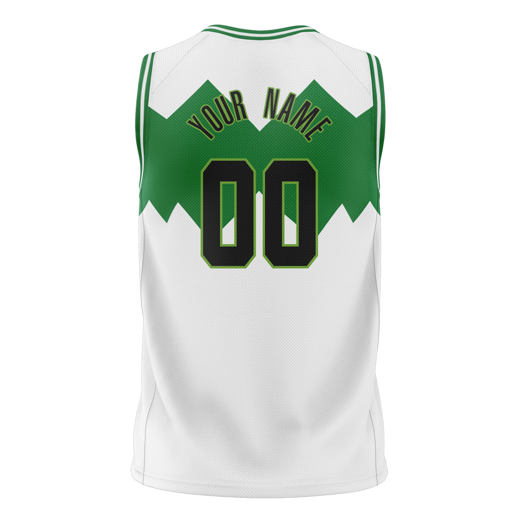 Custom Team Design White & Green Colors Design Sports Basketball Jersey BS00BC100214