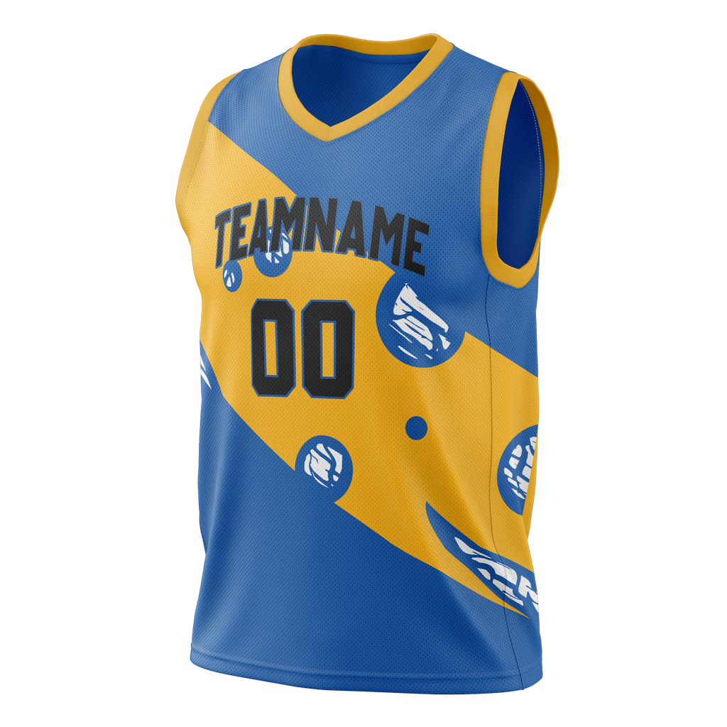 Custom Team Design Blue & Gold Colors Design Sports Basketball Jersey BS00GSW062013