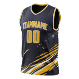 Custom Team Design Navy Blue & Yellow Colors Design Sports Basketball Jersey BS00IP051812