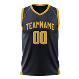 Custom Team Design Navy Blue & Yellow Colors Design Sports Basketball Jersey BS00IP061812