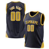 Custom Team Design Navy Blue & Yellow Colors Design Sports Basketball Jersey BS00IP061812