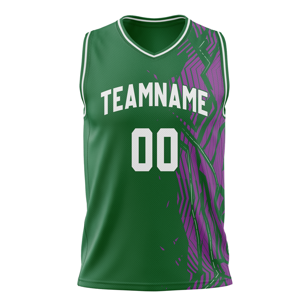 Custom Team Design Kelly Green & Light Purple Colors Design Sports Basketball Jersey BS00MB101524