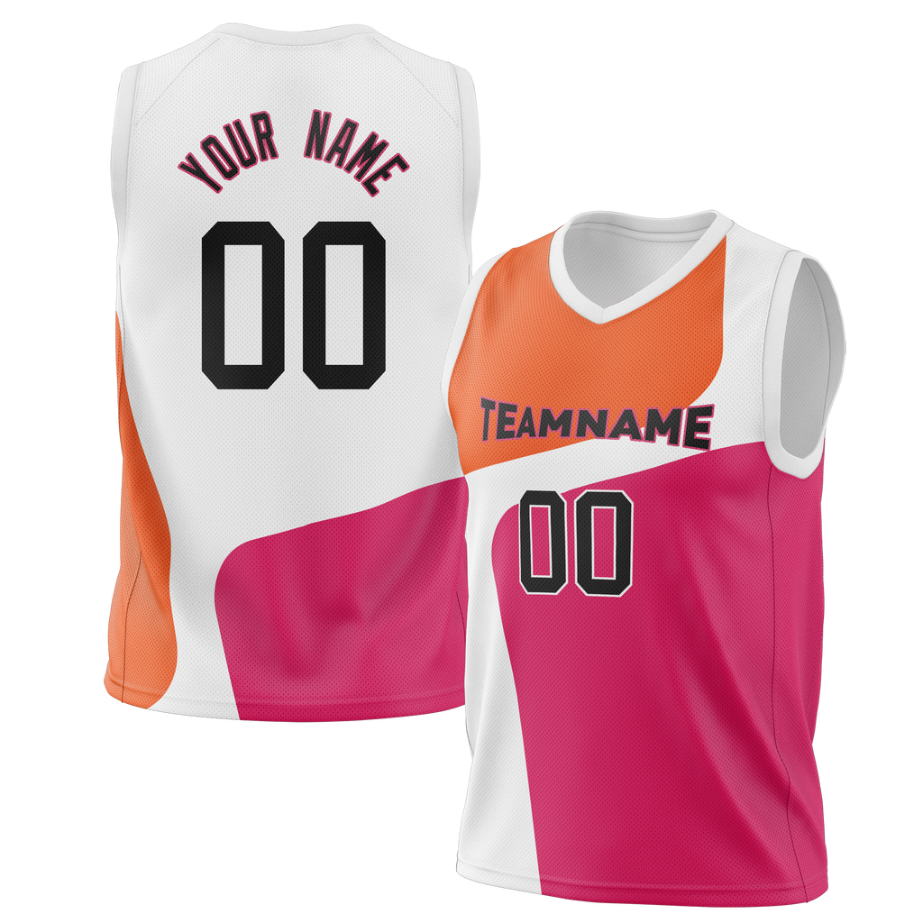 Custom Team Design Orange & Pink Colors Design Sports Basketball Jersey BS00MH071025