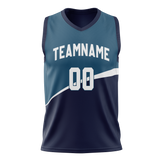 Custom Team Design Navy Blue & Light Blue Colors Design Sports Basketball Jersey BS00MT021821