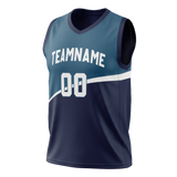 Custom Team Design Navy Blue & Light Blue Colors Design Sports Basketball Jersey BS00MT021821