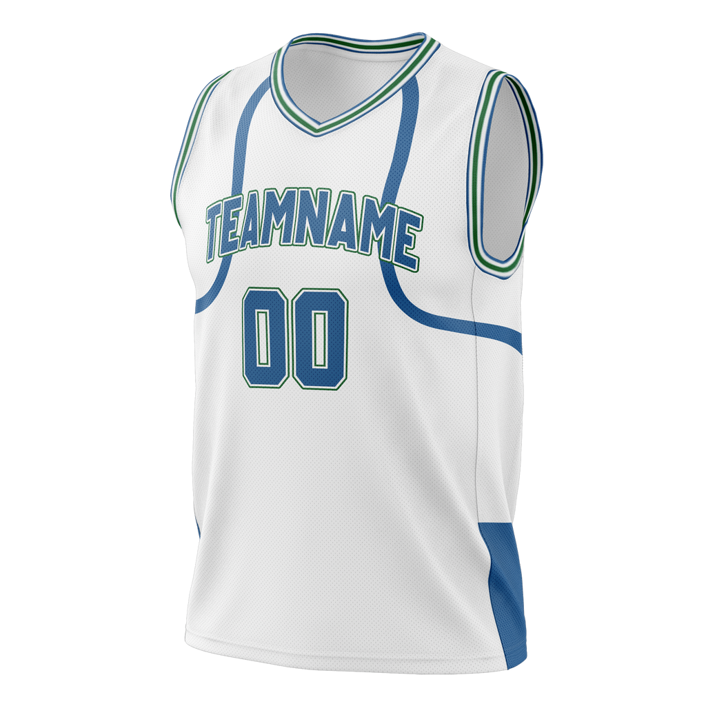 Custom Team Design White & Blue Colors Design Sports Basketball Jersey BS00MT030220