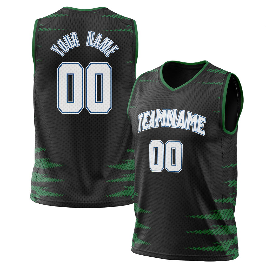 Custom Team Design Black & Kelly Green Colors Design Sports Basketball Jersey BS00MT040115