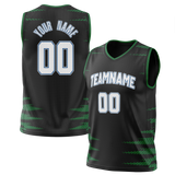Custom Team Design Black & Kelly Green Colors Design Sports Basketball Jersey BS00MT040115