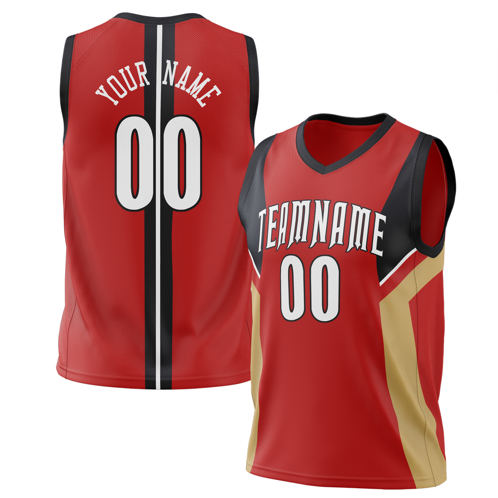 Custom Team Design Red & Cream Colors Design Sports Basketball Jersey BS00NOP010905