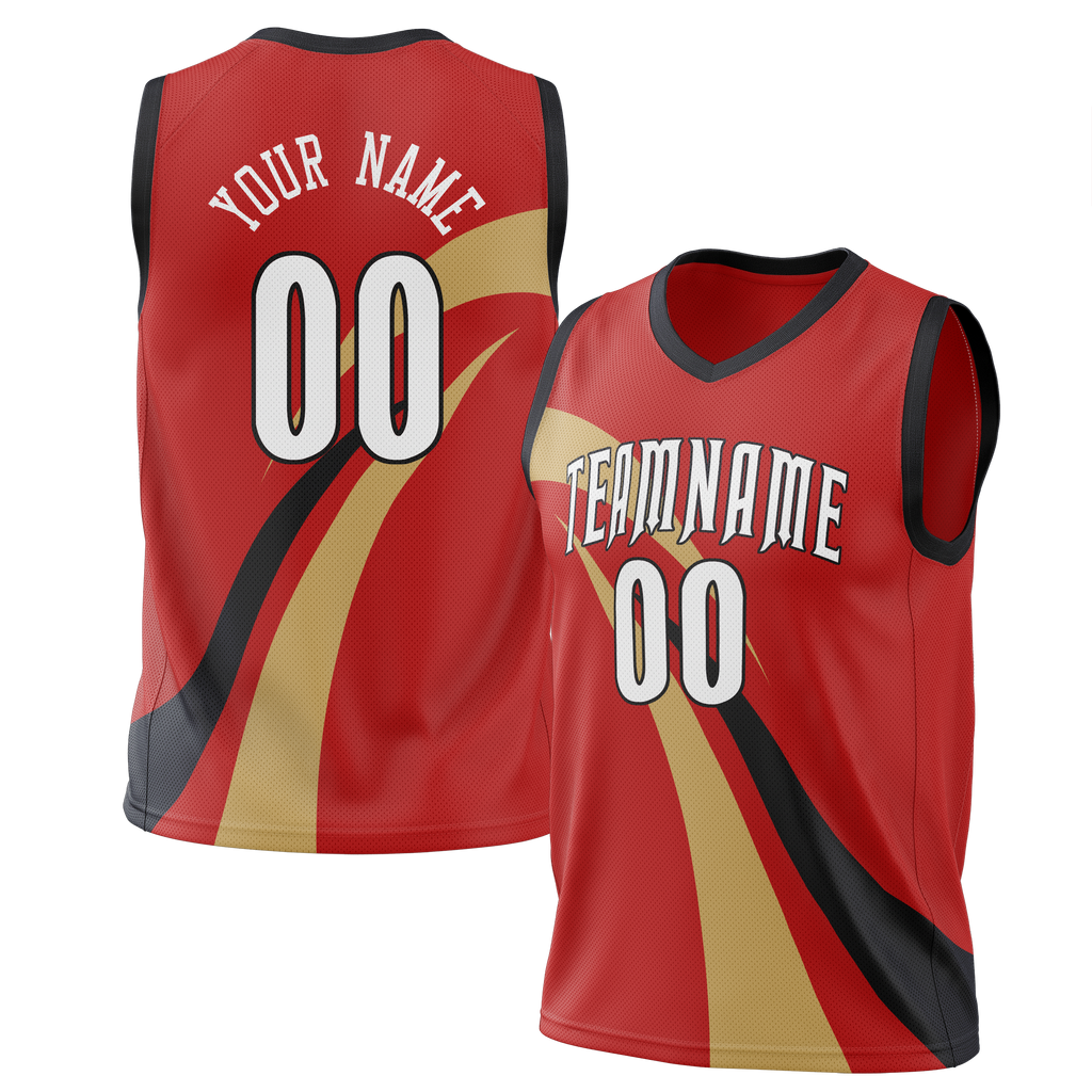 Custom Team Design Red & Cream Colors Design Sports Basketball Jersey BS00NOP060905