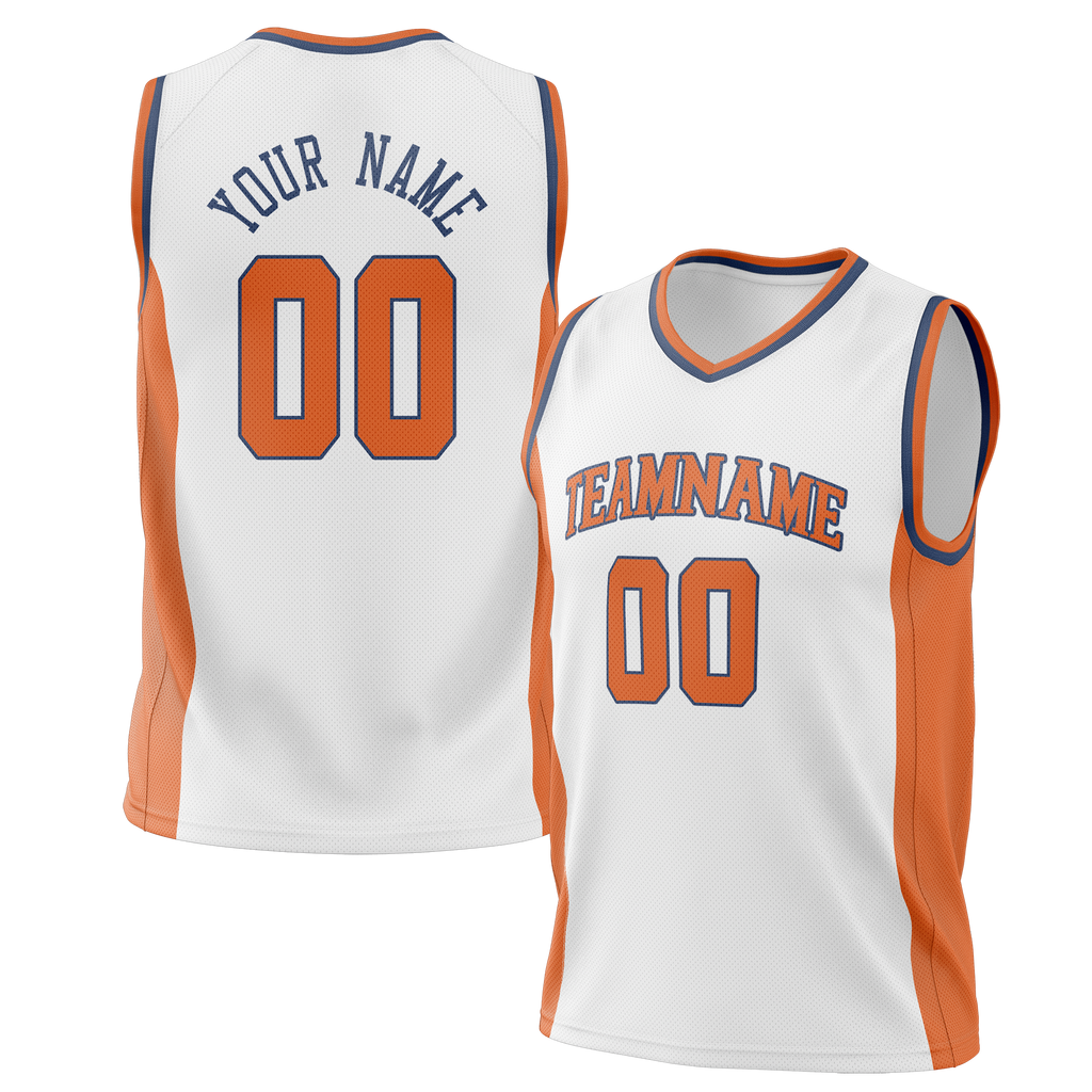 Custom Team Design White & Orange Colors Design Sports Basketball Jersey BS00NYK040210