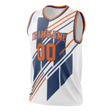 Custom Team Design White & Navy Blue Colors Design Sports Basketball Jersey BS00NYK100218
