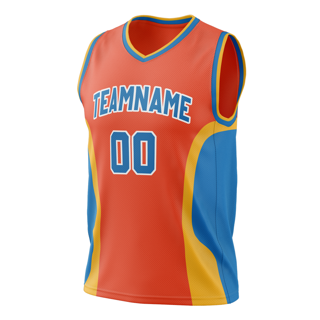 Custom Team Design Orange & Blue Colors Design Sports Basketball Jersey BS00OCT081020