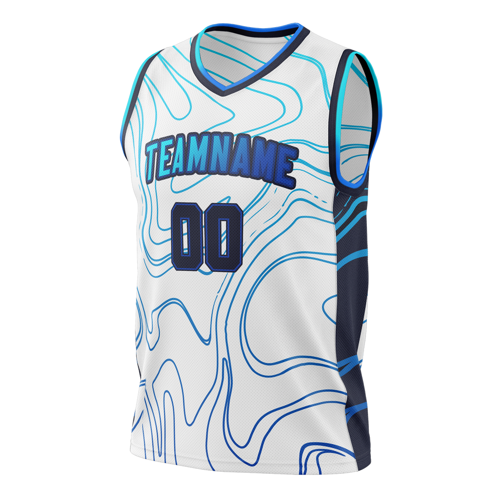 Custom Team Design White & Blue Colors Design Sports Basketball Jersey BS00OM100220