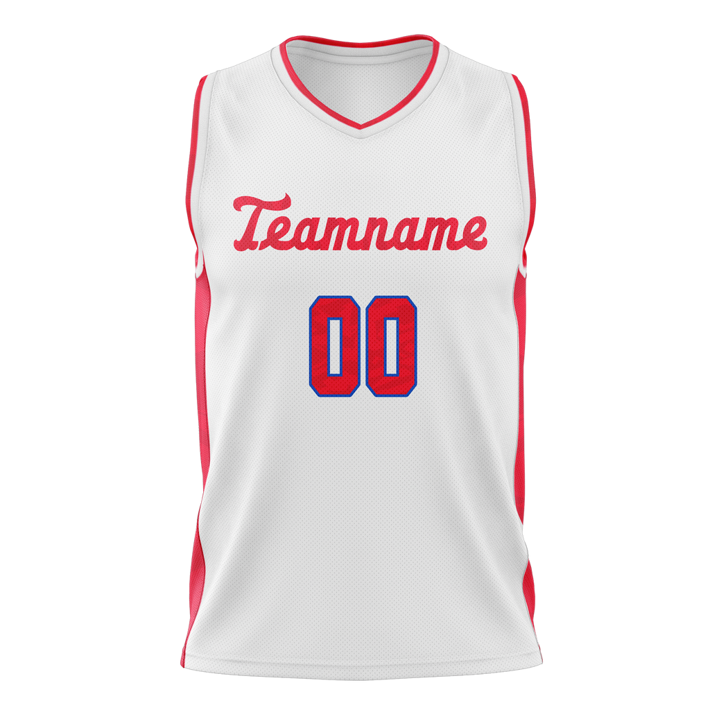 Custom Team Design White & Red Colors Design Sports Basketball Jersey BS00P7050209