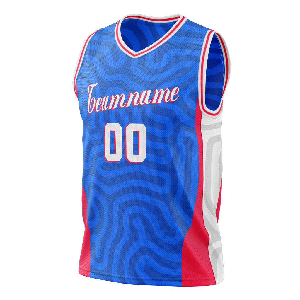 Custom Team Design Blue & Red Colors Design Sports Basketball Jersey BS00P7092009