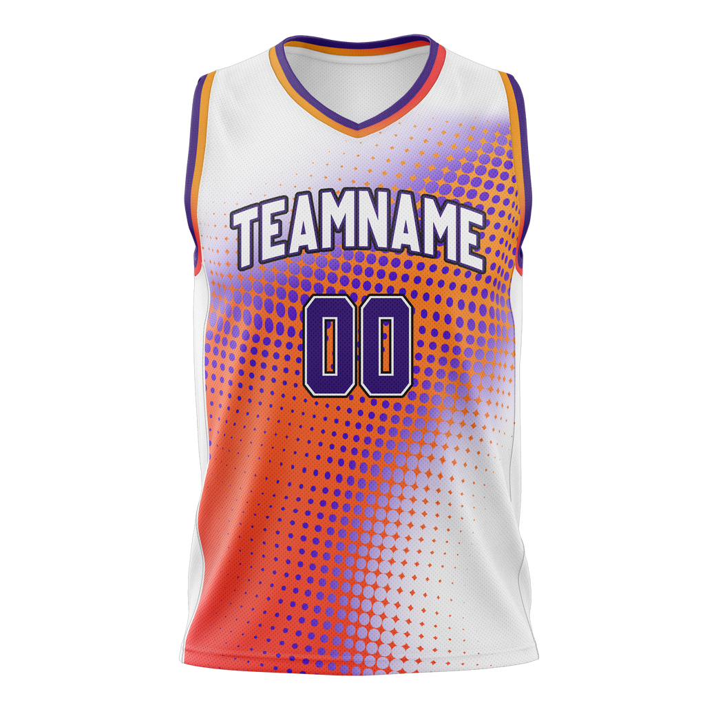 Custom Team Design White & Orange Colors Design Sports Basketball Jersey BS00PS080210