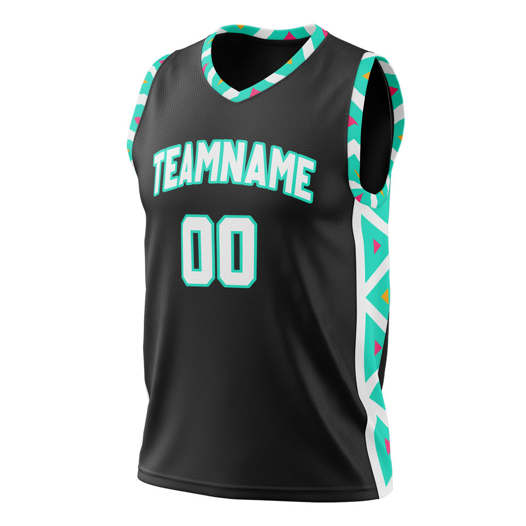 Custom Team Design Black & Teal Colors Design Sports Basketball Jersey BS00SAS080117