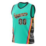 Custom Team Design Teal & Black Colors Design Sports Basketball Jersey BS00SAS101701