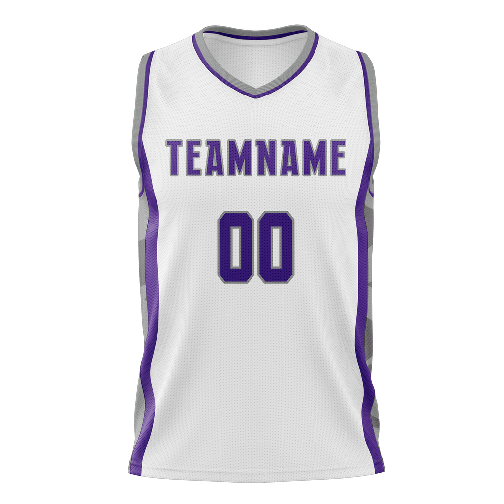 Custom Team Design White & Gray Colors Design Sports Basketball Jersey BS00SK040203