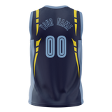Custom Team Design Navy Blue & Light Blue Colors Design Sports Basketball Jersey BS00VG051821