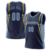 Custom Team Design Navy Blue & Light Blue Colors Design Sports Basketball Jersey BS00VG051821
