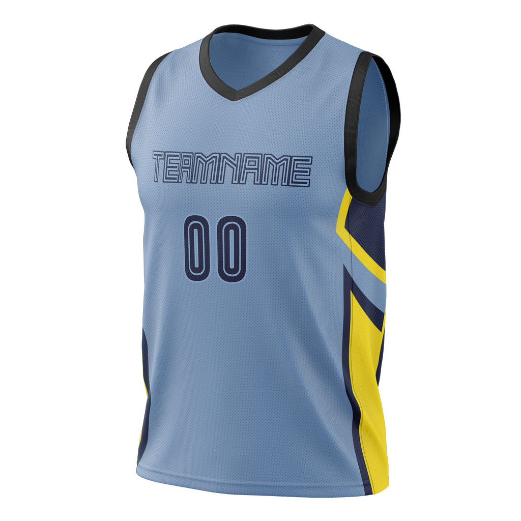 Custom Team Design Light Blue & Yellow Colors Design Sports Basketball Jersey BS00VG072112
