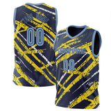Custom Team Design Navy Blue & Yellow Colors Design Sports Basketball Jersey BS00VG081812