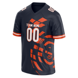 Custom Team Design Navy Blue & Orange Colors Design Sports Football Jersey FT00CB011810