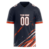 Custom Team Design Navy Blue & Orange Colors Design Sports Football Jersey FT00CB041810