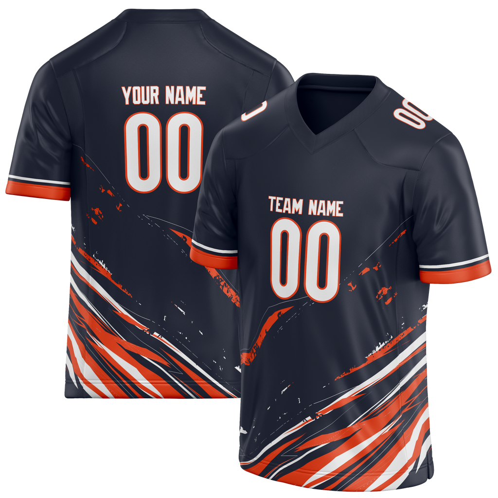 Custom Team Design Navy Blue & Orange Colors Design Sports Football Jersey FT00CB041810