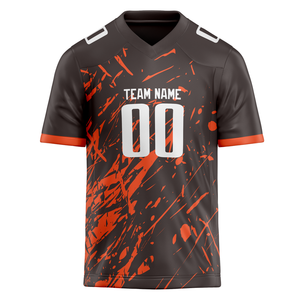 Custom Team Design Brown & Orange Colors Design Sports Football Jersey FT00CB070710