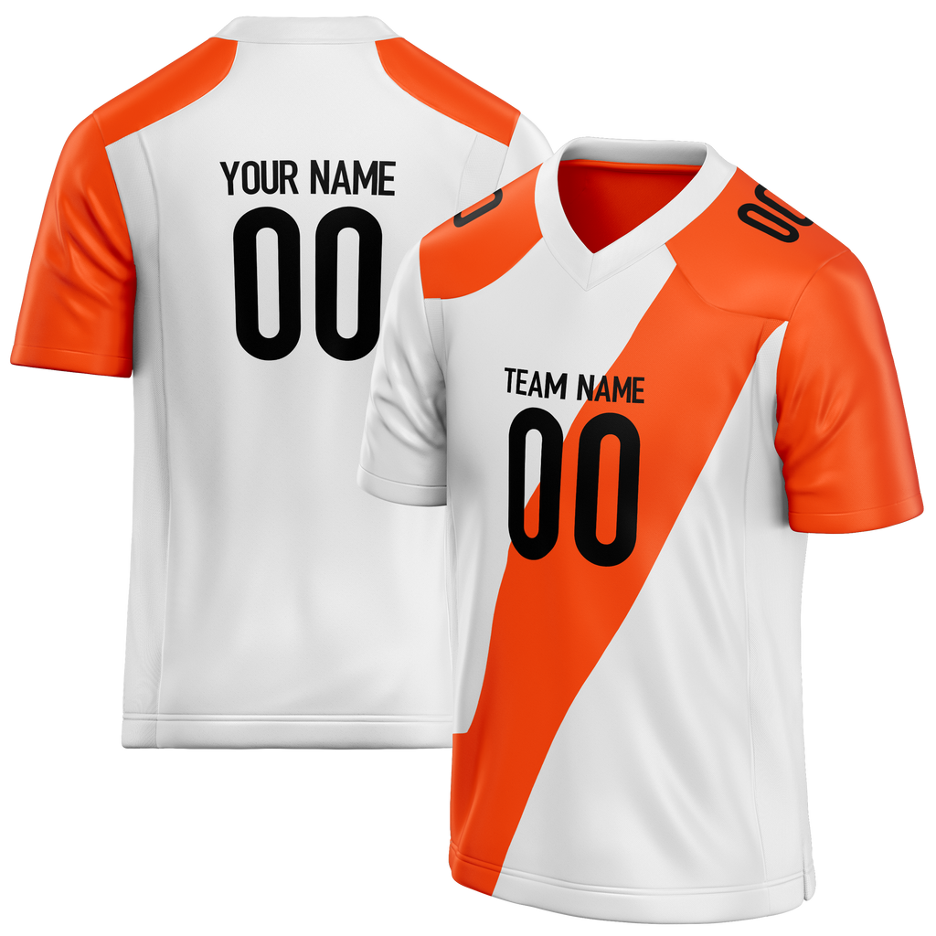 Custom Team Design White & Orange Colors Design Sports Football Jersey FT00CB080210