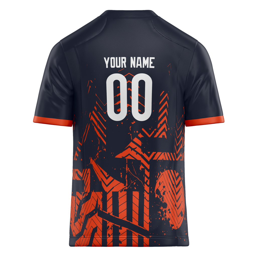 Custom Team Design Navy Blue & Orange Colors Design Sports Football Jersey FT00CB081810