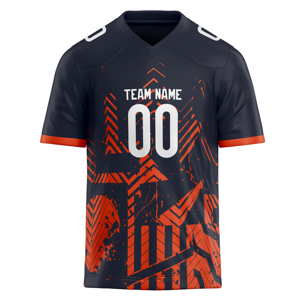 Custom Team Design Navy Blue & Orange Colors Design Sports Football Jersey FT00CB081810