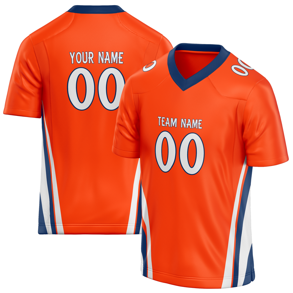 Custom Team Design Orange & Royal Blue Colors Design Sports Football Jersey FT00DB011019