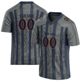 Custom Team Design Gray & Navy Blue Colors Design Sports Football Jersey FT00DB050318