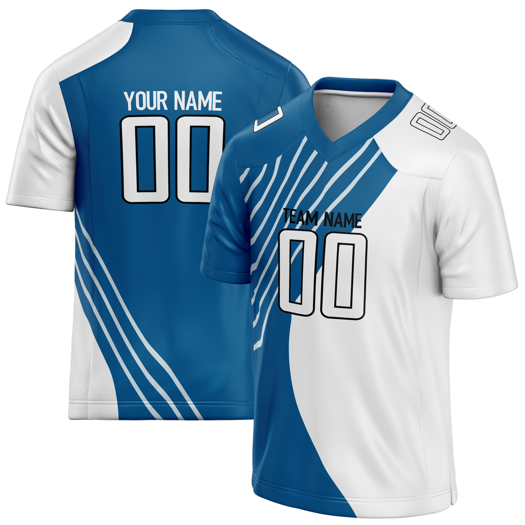 Custom Team Design White & Blue Colors Design Sports Football Jersey FT00DL010220