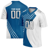 Custom Team Design White & Blue Colors Design Sports Football Jersey FT00DL010220