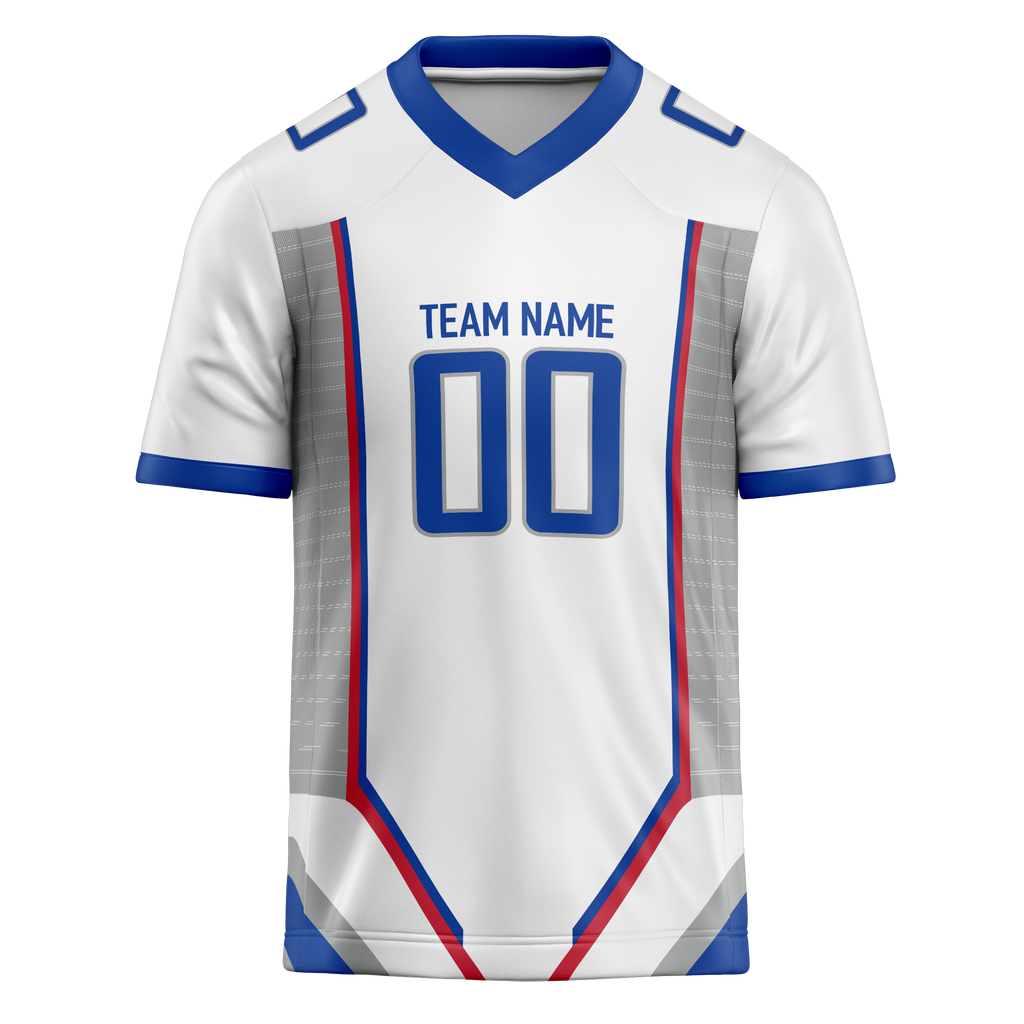 Custom Team Design White & Royal Blue Colors Design Sports Football Jersey FT00DL070219